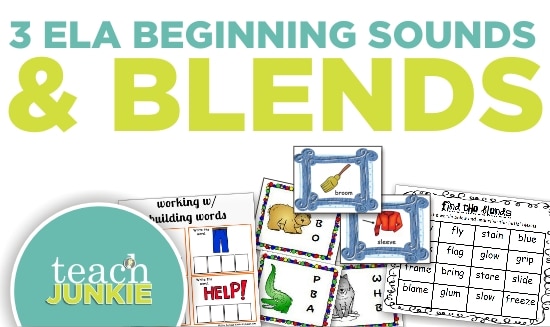 Teach Junkie: 3 ELA Beginning Sounds and Blends Worksheets
