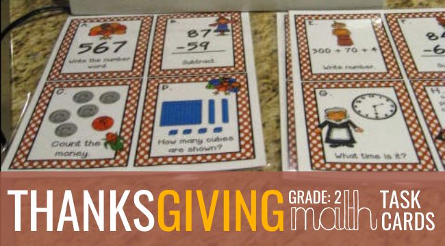 2nd Grade Thanksgiving Math Task Cards - Teach Junkie