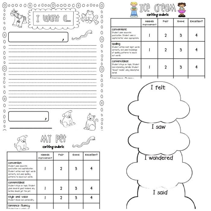 3 free Writing Rubrics for Primary Grades