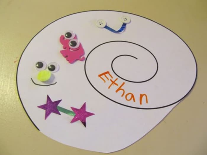 Back to School Name Tag Craftivity for A House for Hermit Crab