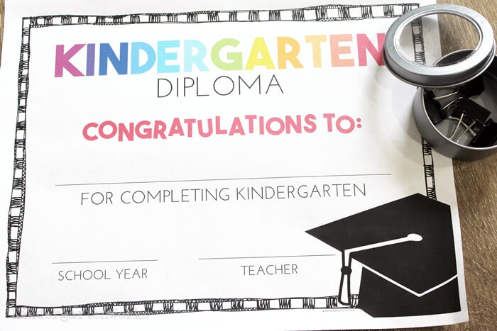 Kindergarten Congratulations Diploma with Graduation Cap