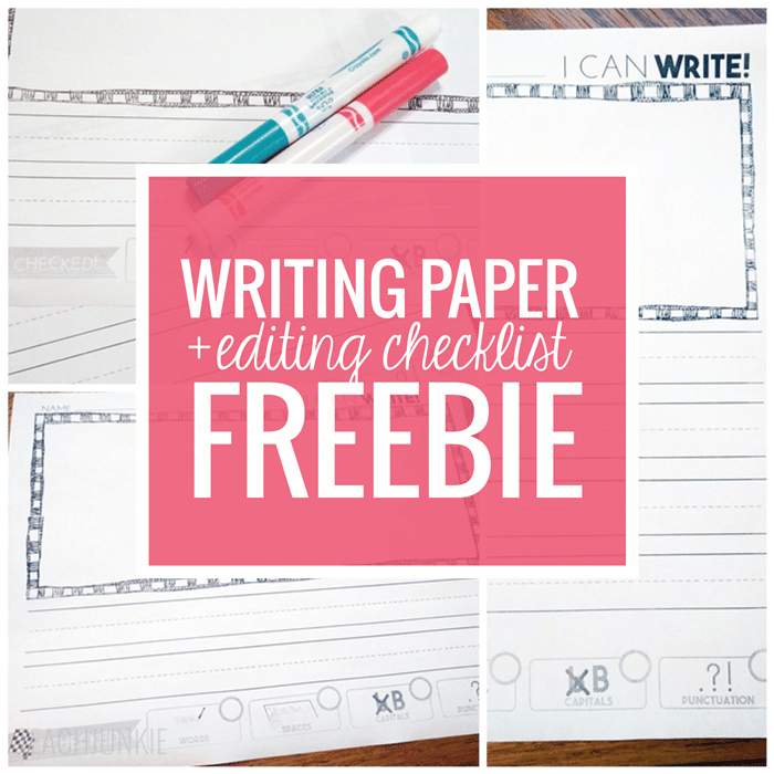 Writing Paper With Editing Checklist FREEBIE