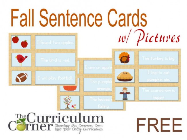 Fall Sentences Pocket Chart Match Up - Teach Junkie